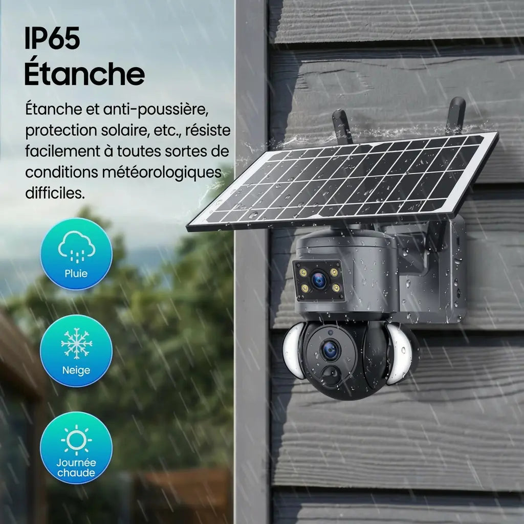 Caméra surveillance solaire - vue détaillée