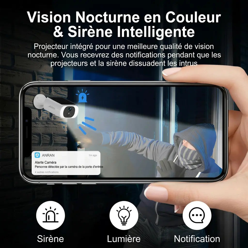 Caméra Solaire WiFi – Sécurité Extérieure Autonome - accessoires inclus