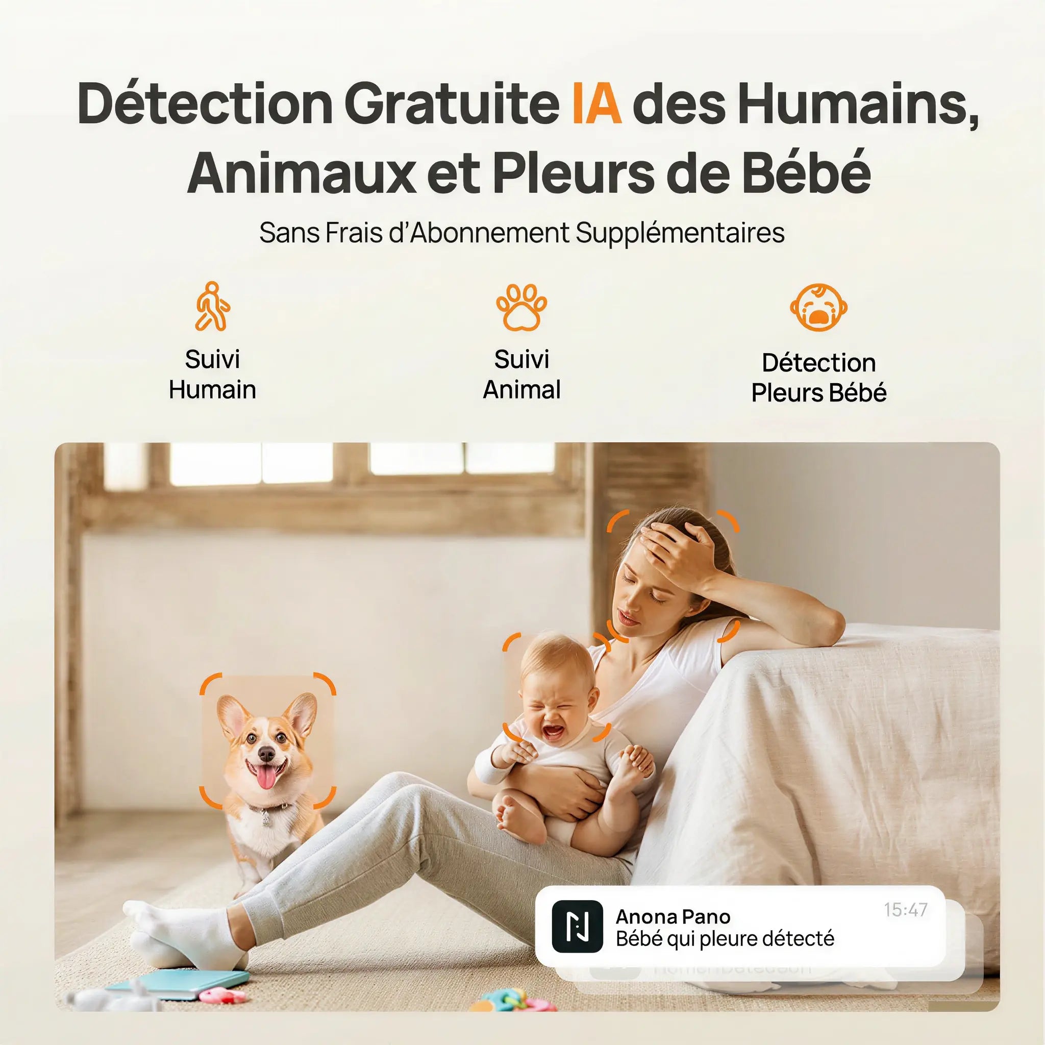 Caméra Bébé Mobee Elaf – Wi-Fi Blanc - accessoires inclus