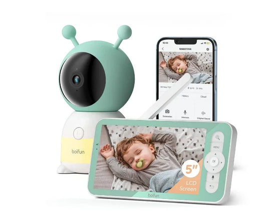 BOIFUN 2K 5 Babyphone Camera, Veilleuses Colorées, Rotation à 360°