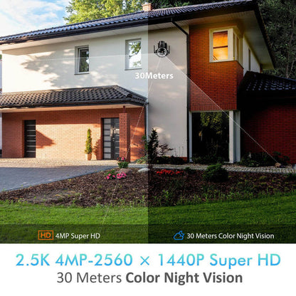 Caméra de Surveillance WiFi 4MP / 2.5K Extérieure – PTZ 360°, Vision Nocturne Couleur – Connectée au Smartphone