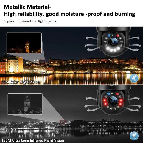 Caméra de Surveillance WiFi 5MP – 30X Zoom Optique Extérieure – Connectée Smartphone