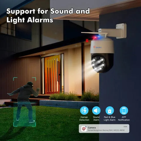 Caméra de Surveillance WiFi 8MP Extérieure – Zoom Optique 16X, Auto Balayage & Suivi Intelligent – Connectée au Smartphone