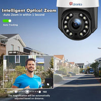 Caméra de Surveillance WiFi 8MP Extérieure – Zoom Optique 16X, Auto Balayage & Suivi Intelligent – Connectée au Smartphone