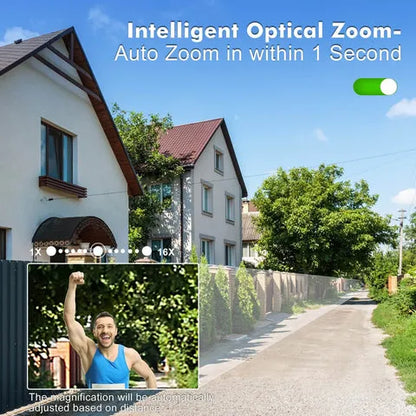 Caméra de Surveillance WiFi 8MP Extérieure – Zoom Optique 16X, Auto Balayage & Suivi Intelligent – Connectée au Smartphone