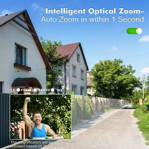 Caméra de Surveillance WiFi 8MP Extérieure – Zoom Optique 16X, Auto Balayage & Suivi Intelligent – Connectée au Smartphone