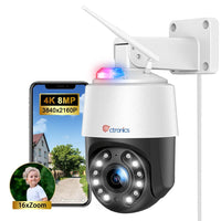 Caméra de Surveillance WiFi 8MP Extérieure – Zoom Optique 16X, Auto Balayage & Suivi Intelligent – Connectée au Smartphone