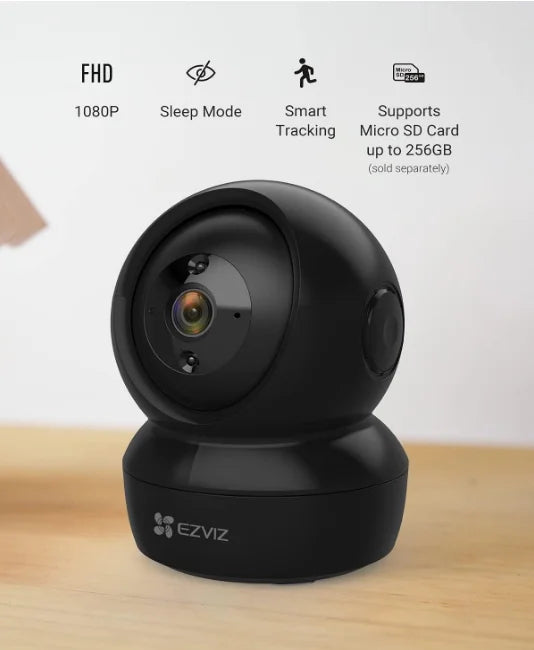 Caméra de surveillance EZVIZ, 1080p, WLAN, usage intérieur, PTZ 360º, vision nocturne, détection de mouvement