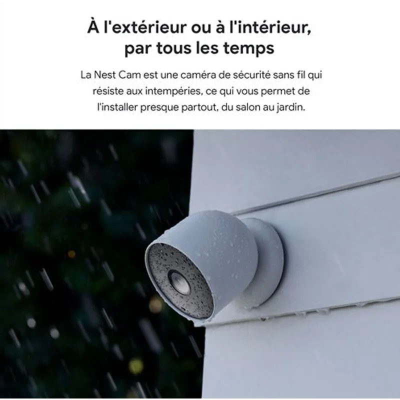 Caméra de surveillance sans fil Bluetooth Google Nest Cam intérieure-extérieure Blanc neige