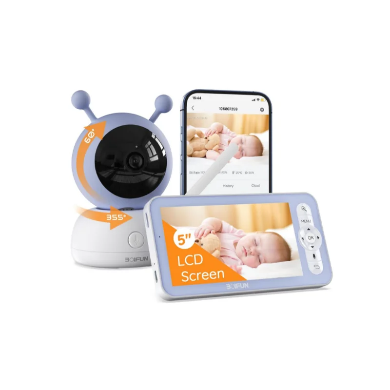 Caméra Bébé BOIFUN 1080p – Babyphone 5 PTZ 360°