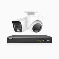ADLK800 - Kit de surveillance CCTV filaire à double lumière 4K à 8 canaux avec 1 caméra bullet et 1 caméra tourelle