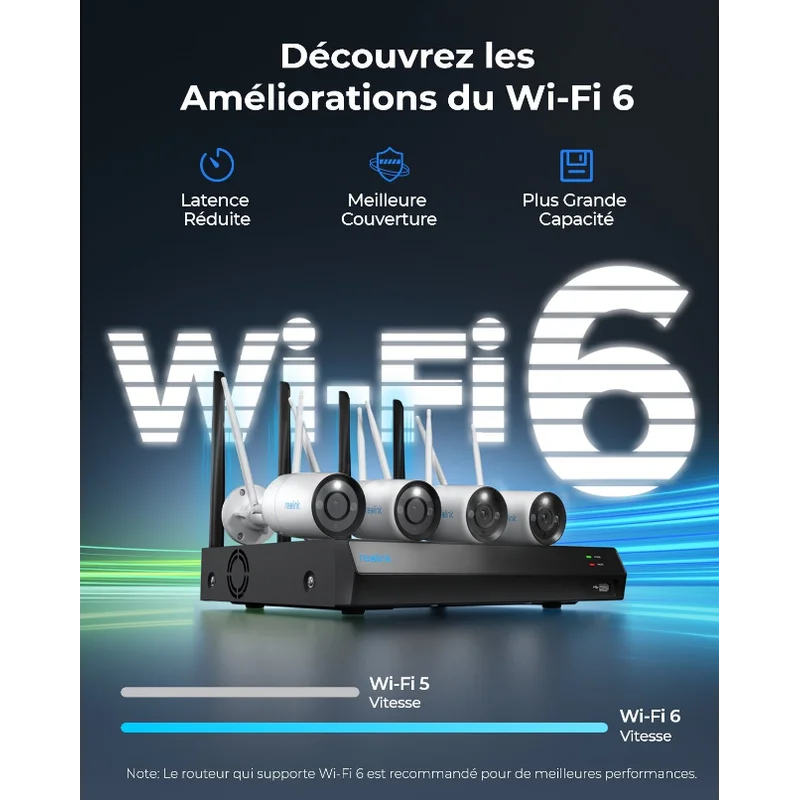 Kit Filaire Reolink – NVR WiFi 12CH 2To + 4 Caméras 4K