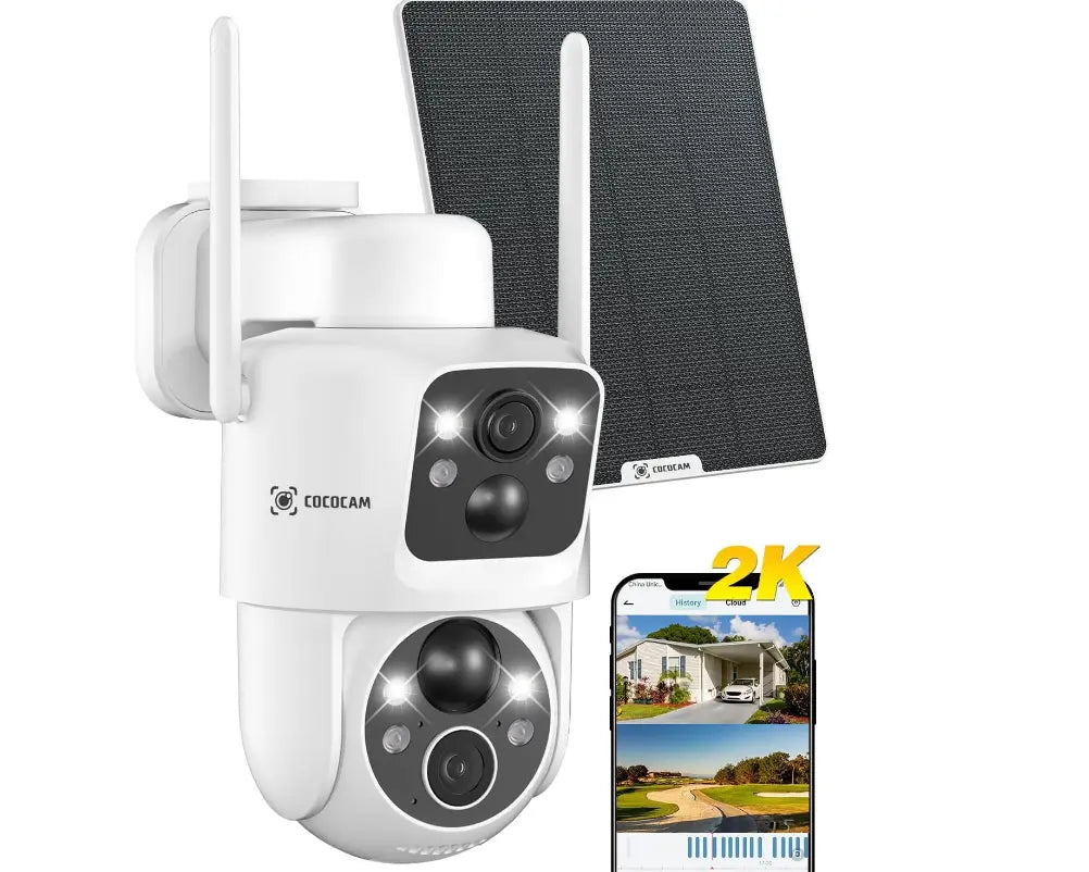 Caméra de Solaire Extérieure Double Objectif