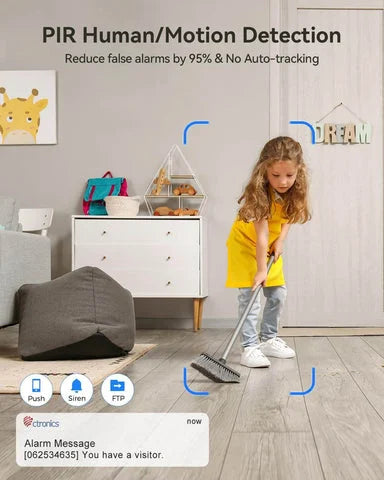 Ctronics 4G LTE & Batterie - 2K Caméra Surveillance Intérieur avec Carte SIM Vision Nocturne Couleur Cloud/PC/Pas WiFi