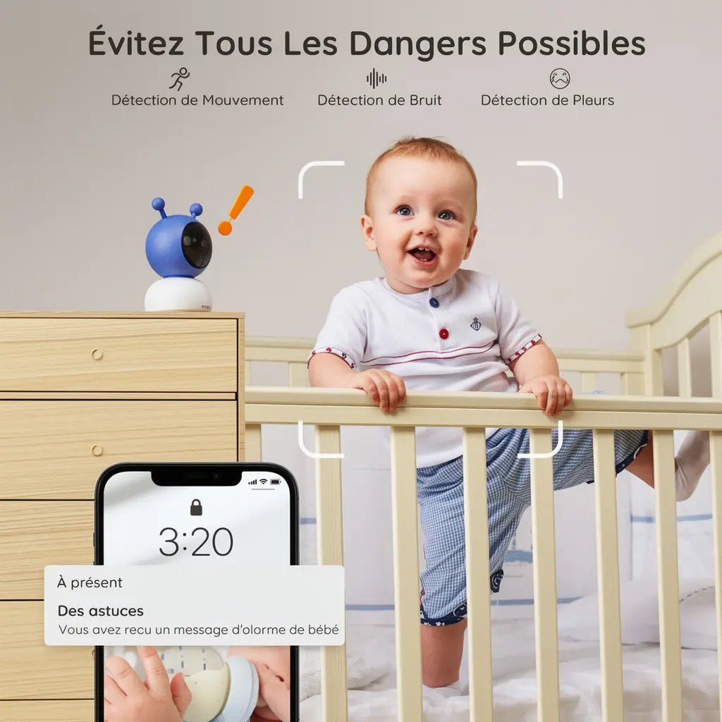 Caméra Bébé BOIFUN 1080p – Babyphone 5 PTZ 360°