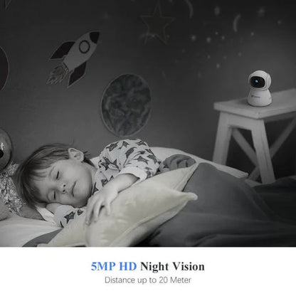 Caméra surveillance intérieure WiFi, caméra PTZ 360°, caméra Ctronics 5MP, caméra connectée smartphone, caméra détection mouvement auto suivi, caméra sécurité intérieure