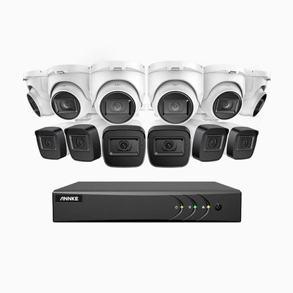 EL200 - Kit de surveillance filaire 1080p à 16 canaux avec 6 caméras bullet et 6 caméra tourelle, DVR