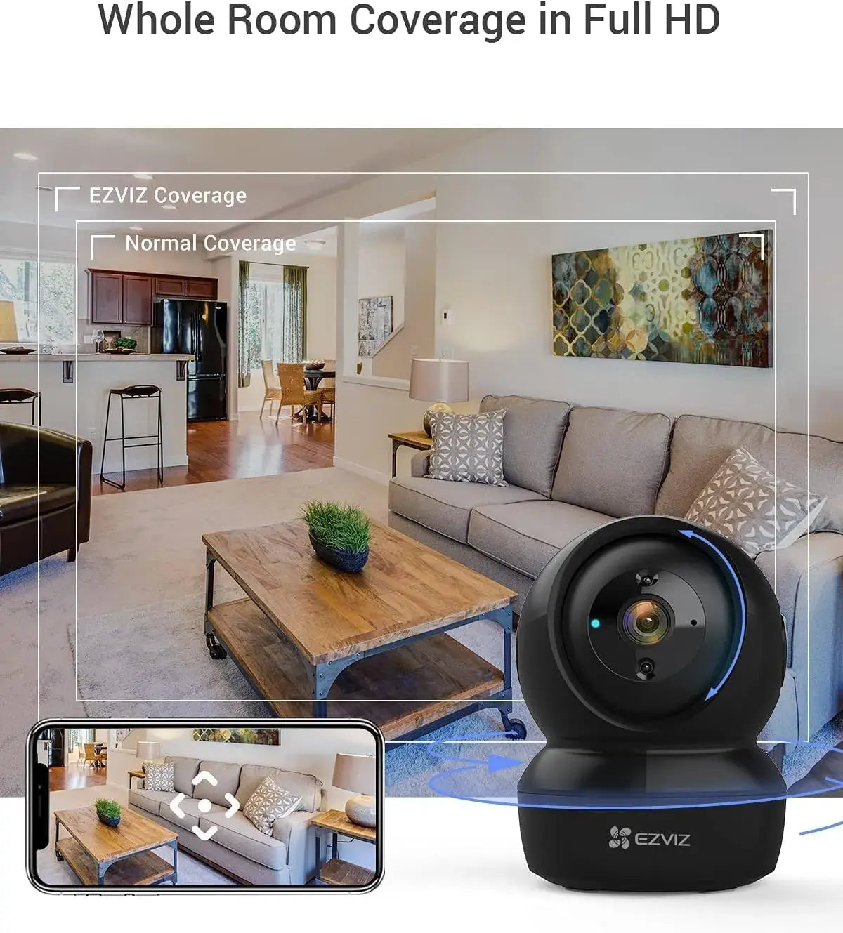 Caméra Connectée au Téléphone EZVIZ 1080p – PTZ 360° - vue arrière