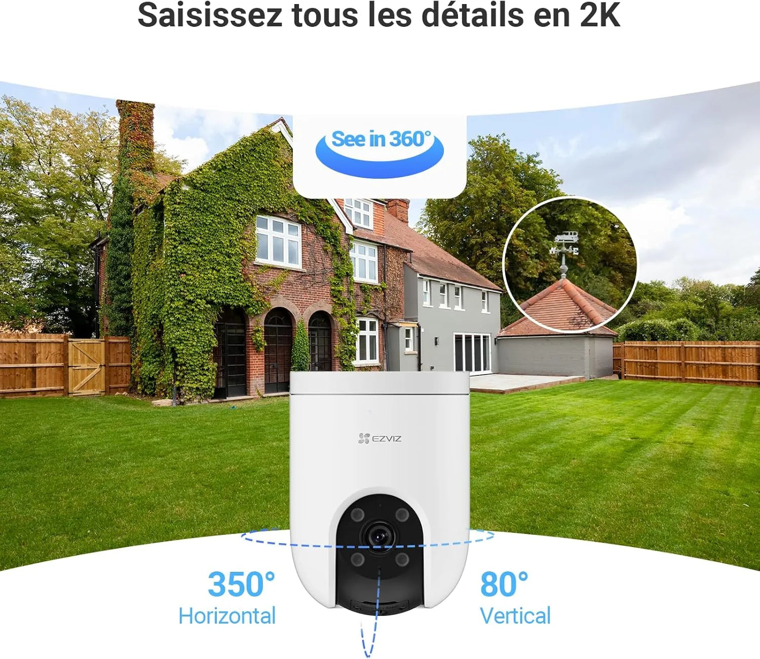 Caméra Connectée au Téléphone EZVIZ C8c 2MP - vue détaillée
