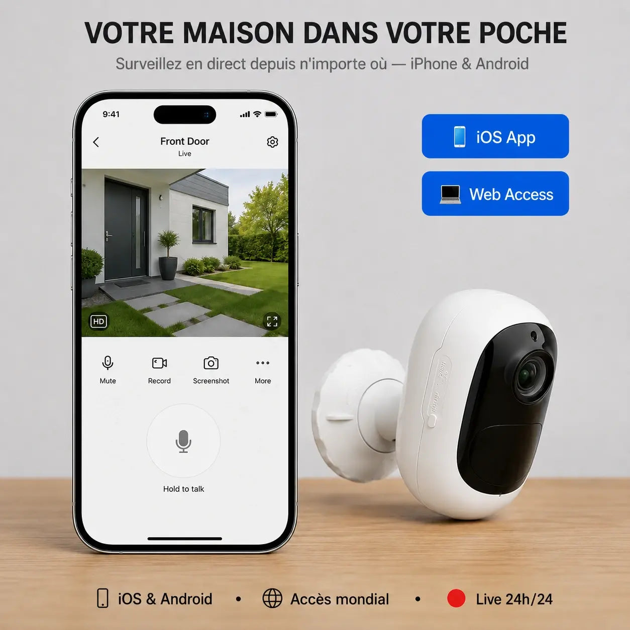 Caméra Extérieure Sans Fil – Connectée à Internet - vue arrière