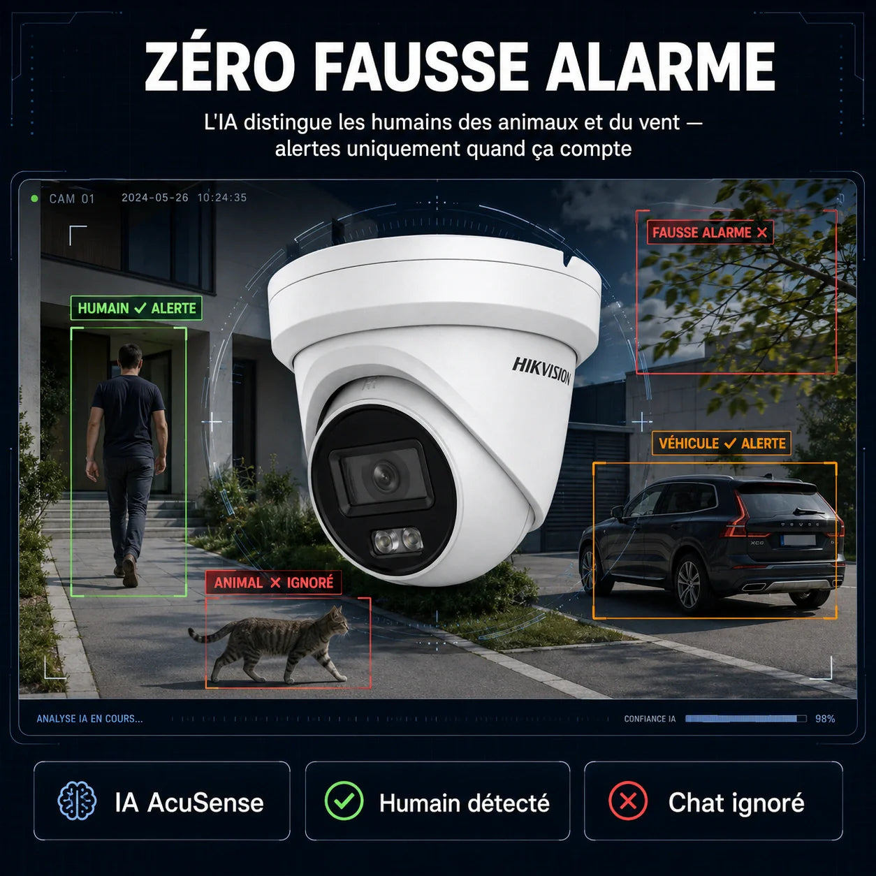 Caméra extérieure intelligente hikvision - en situation