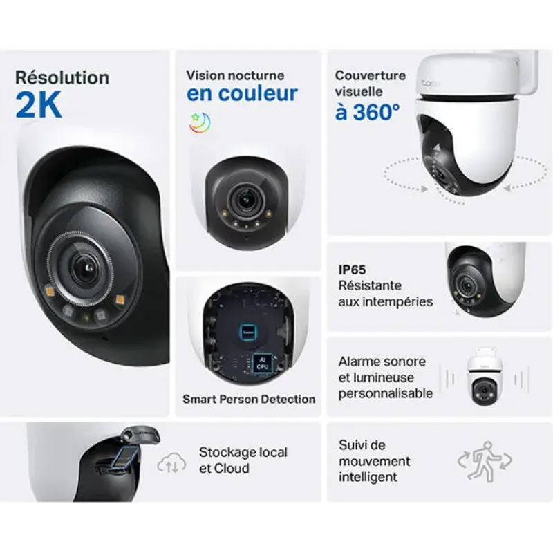 Caméra Filaire Extérieure Tapo Full HD - vue détaillée