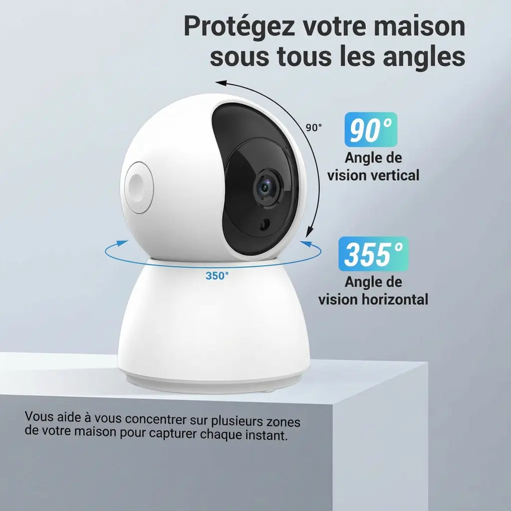 Caméra Intérieure WiFi TALLPOWER C23 – 360° Suivi Auto - vue arrière