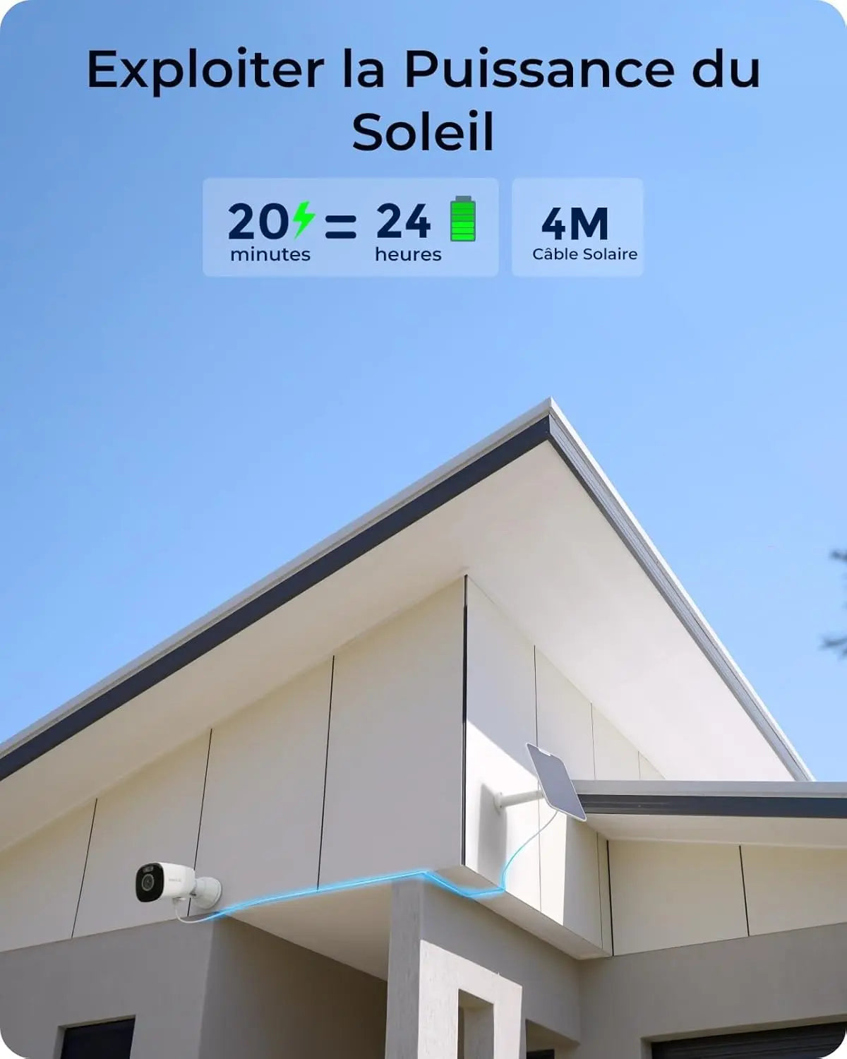 Caméra Solaire 4K WiFi Sans Fil – Reolink + Panneau Solaire - vue détaillée