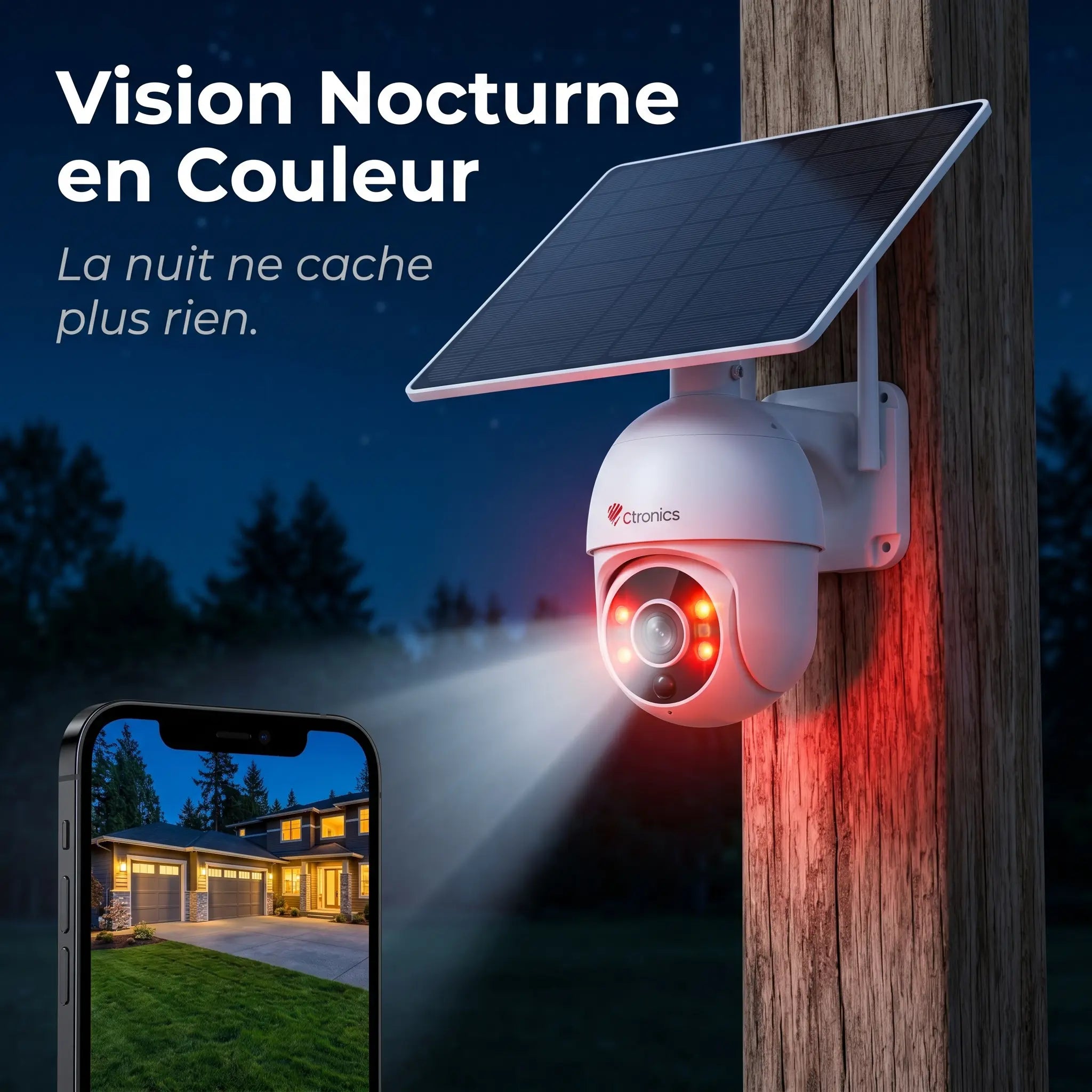 Caméra Solaire WiFi Extérieure - vue arrière