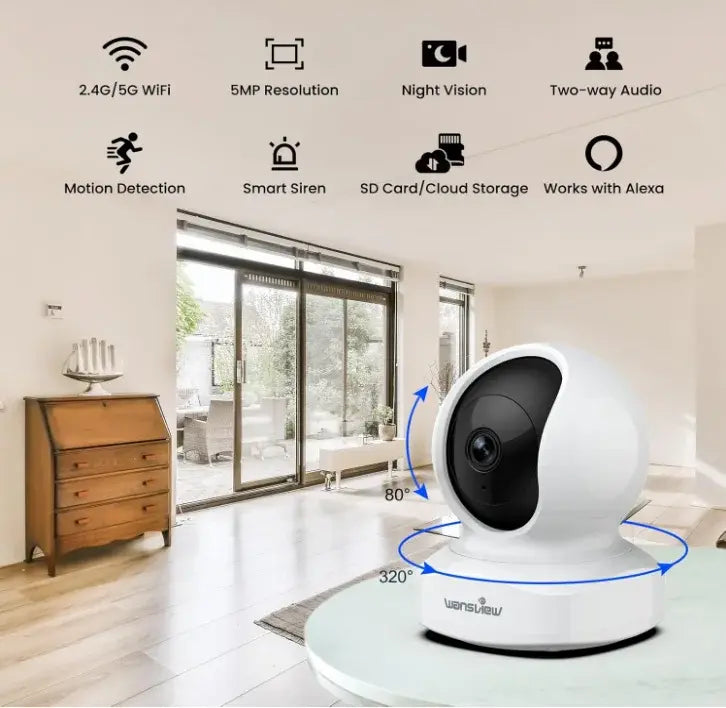 Camera WiFi Interieur Double Bande Suivi Intelligent 360° - vue détaillée