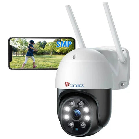 Caméra Connectée au Téléphone Ctronics 5MP WiFi Extérieure PTZ