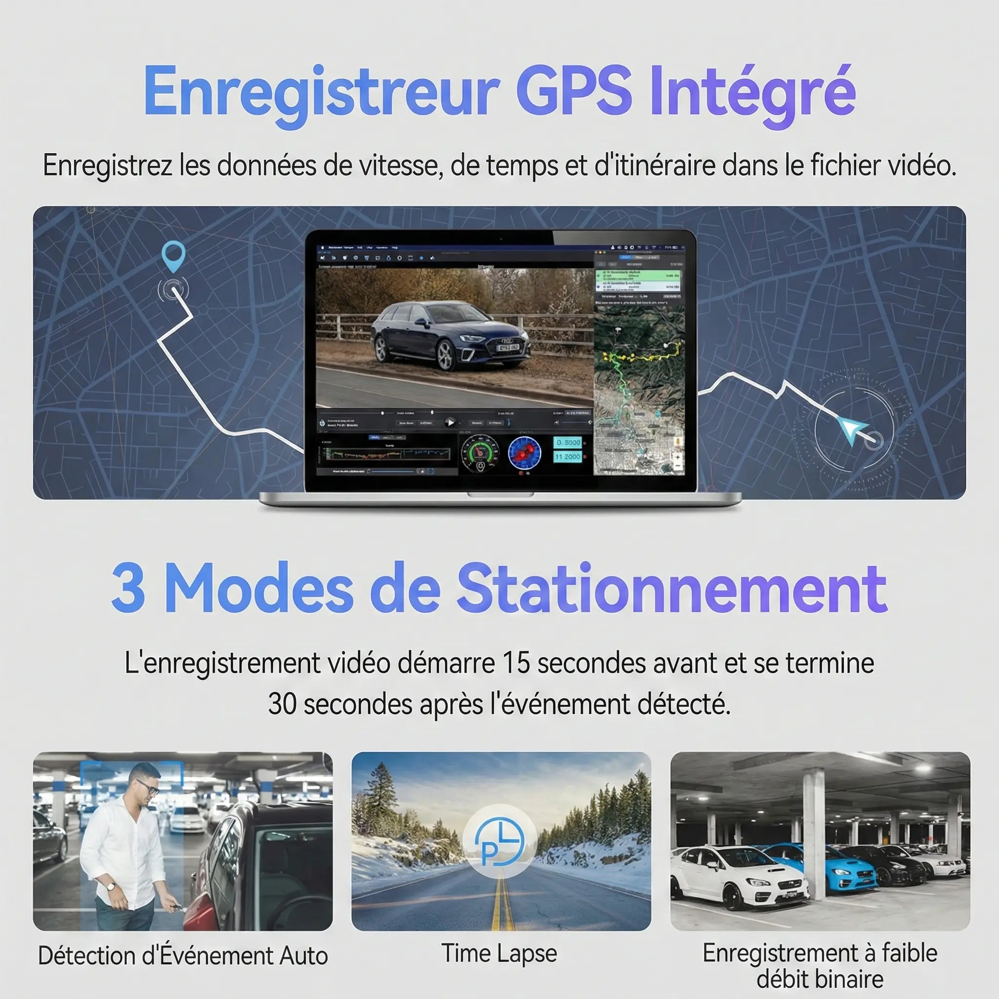 Dashcam avec GPS intégré - en situation