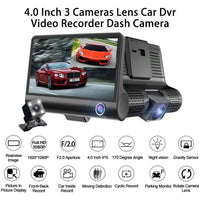 Dashcam pour voiture 3 cameras Full HD - vue détaillée