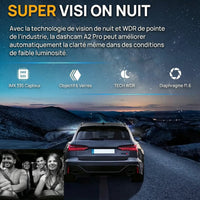 Dashcam voiture DVR HD avec 3 lentilles