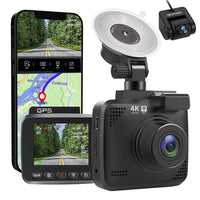 Caméra voiture dashcam 4K avec suivi GPS fond blac