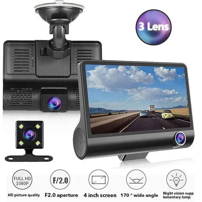 Dashcam pour voiture 3 cameras Full HD