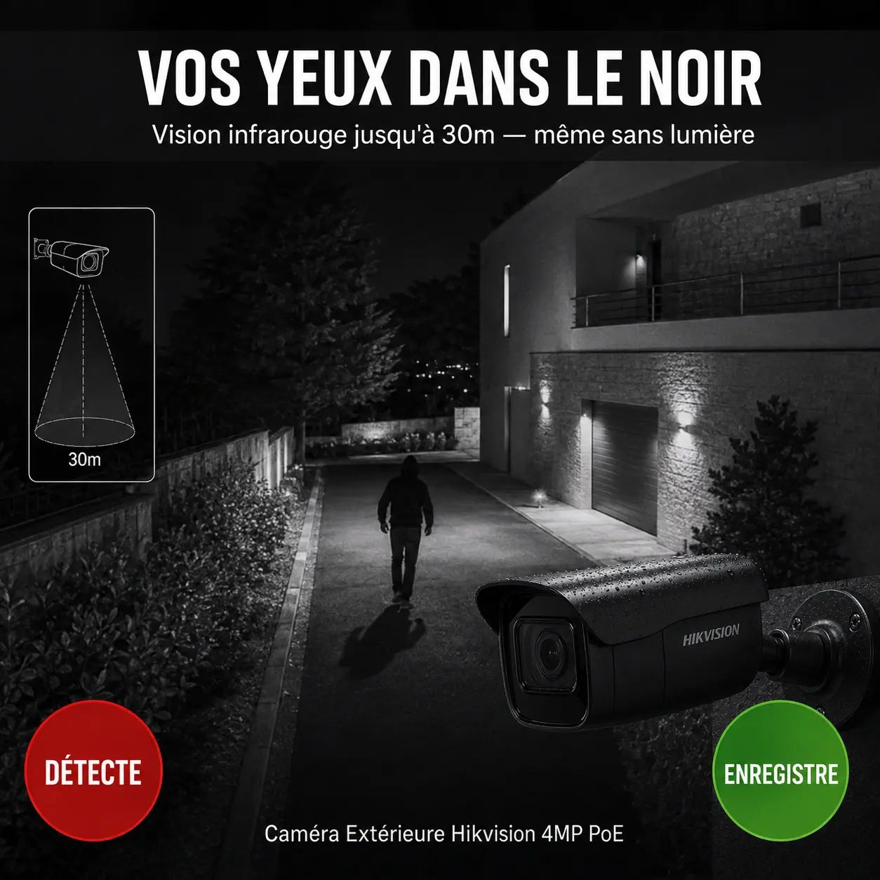 Caméra Extérieure 4MP Hikvision – IR PoE - vue arrière