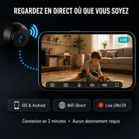 Mini Caméra Espion Intérieur WiFi 1080P - en situation