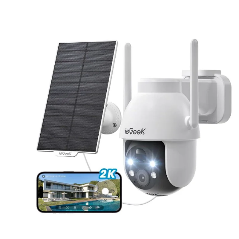 ieGeek 2K Camera Surveillance WiFi Exterieure sans Fil Solaire - 360°