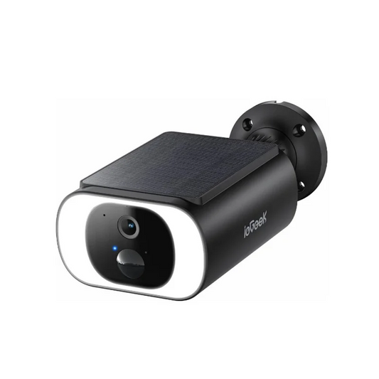 ieGeek 2K Noir Camera Exterieur Solaire sur Batteries, Panneau Solaire Integree
