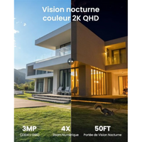 ieGeek 2K Noir Camera Exterieur Solaire sur Batteries, Panneau Solaire Integree