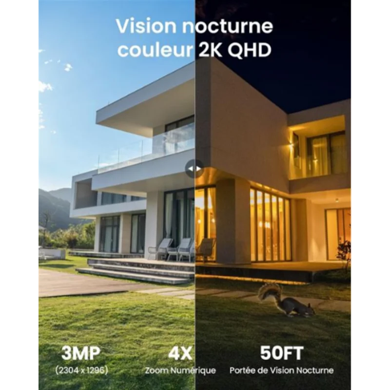 ieGeek 2K Noir Camera Exterieur Solaire sur Batteries, Panneau Solaire Integree