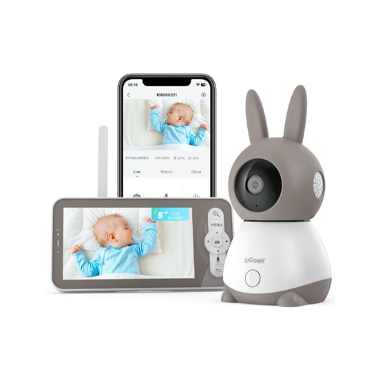 ieGeek 5 Babyphone Caméra Bebe,PTZ 360° Vidéo connecté Smartphone