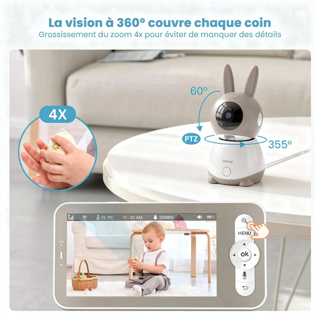 Caméra Bébé ieGeek 5 – PTZ 360° & Vidéo Connectée Smartphone - vue arrière