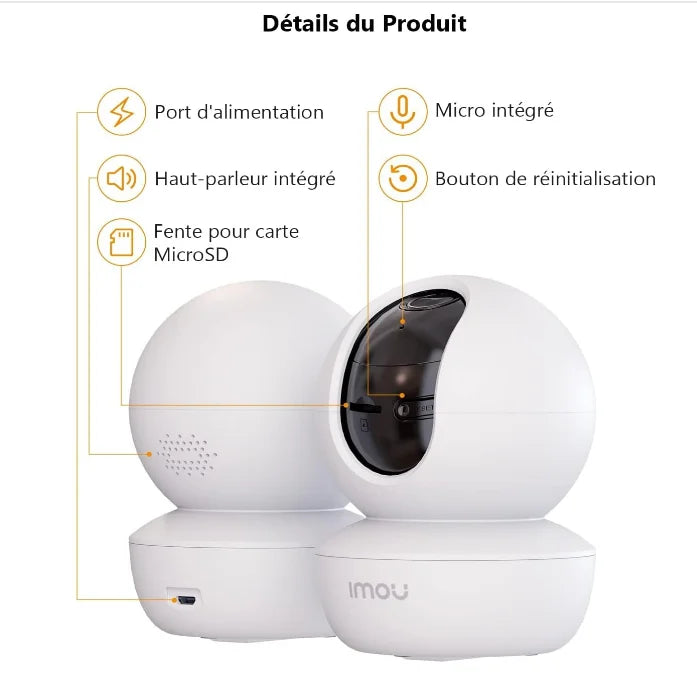 Caméra Connectée au Téléphone Imou 1080p Intérieure – PTZ 360° - vue détaillée