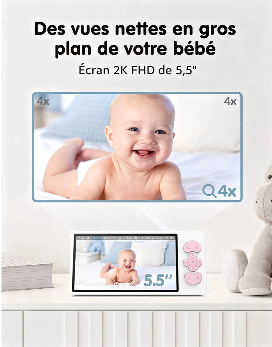 Caméra Bébé Tivona Pro – HD 1080p Panoramique 355° - vue arrière