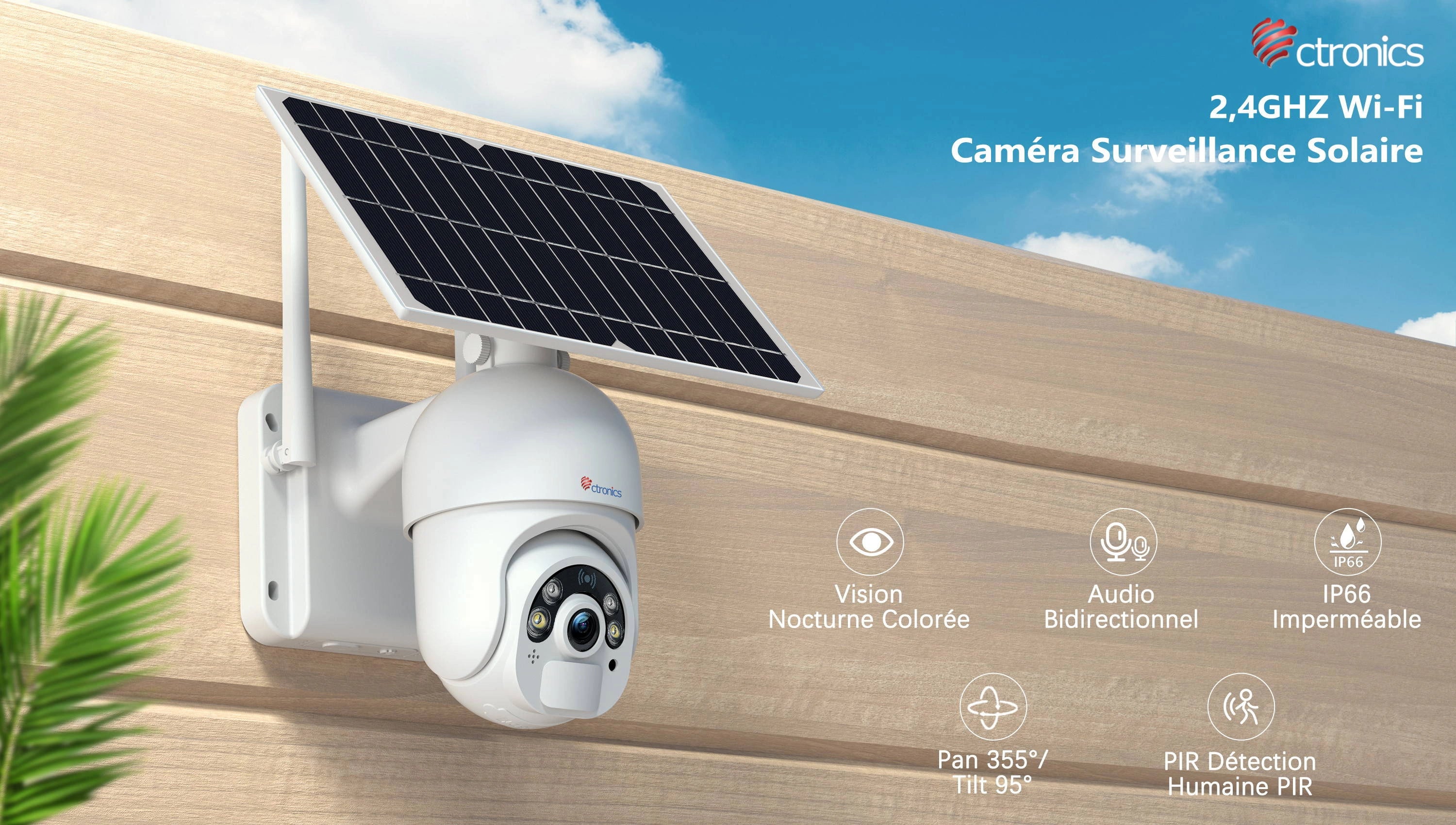 Ctronics Cam&eacute;ra Surveillance Solaire